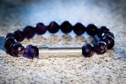 Faceted Amethyst Cremation Bracelet for Hair Fur or Ash | Cremation Jewelry Bracelet | Wiccan Center
