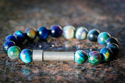 Rainbow Tiger Eye II Cremation Bracelet for Hair Fur or Ash | Cremation Jewelry Bracelet | Wiccan Center