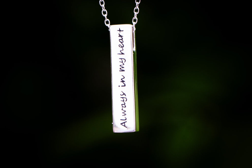 Opal Bar Cremation Necklace - Engravable