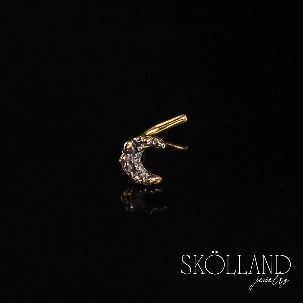 Lunae Lumen-14K Yellow Gold Crescent Moon Nose Stud
