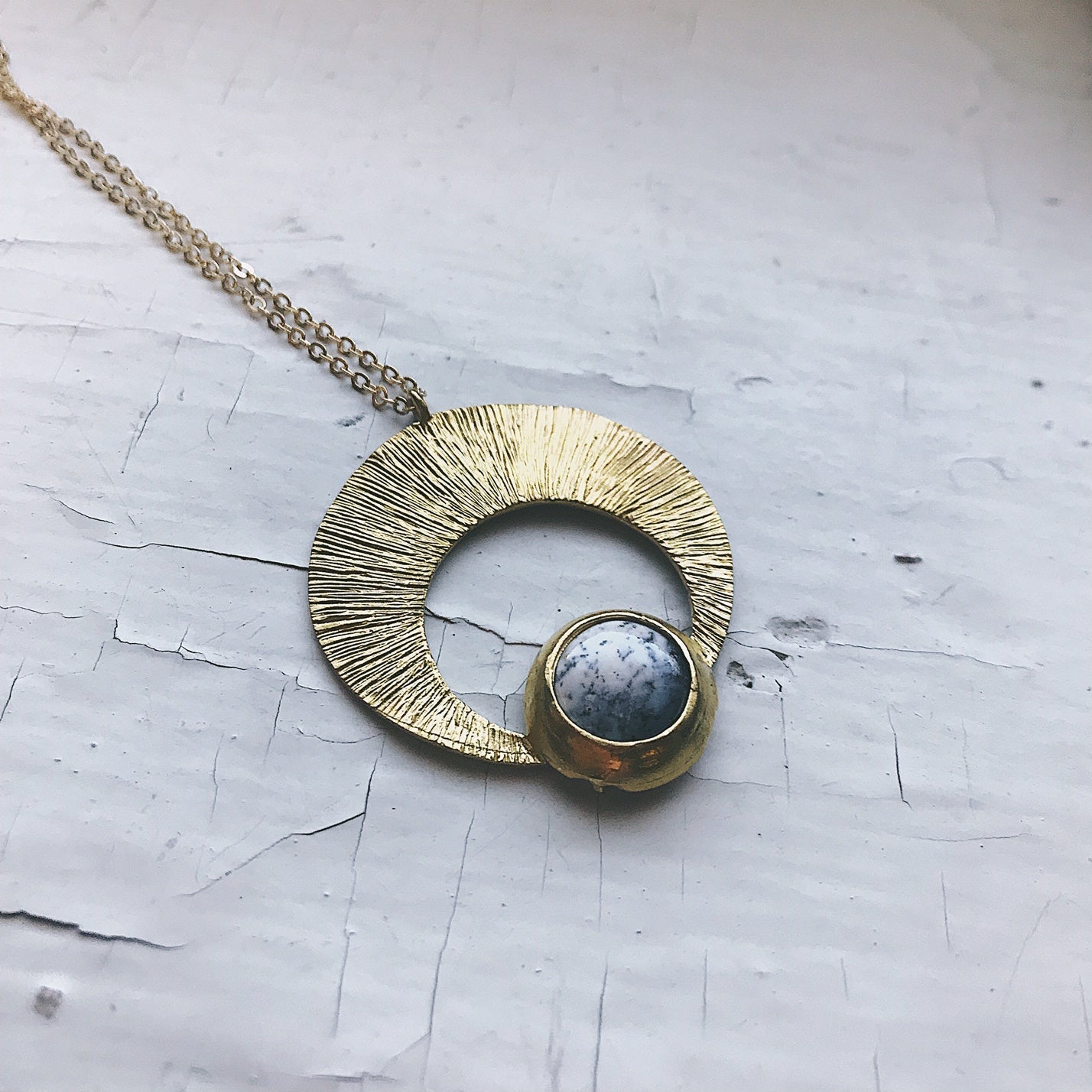 CLEARANCE Crescent Moon Pendant with Dendritic Agate | Necklace | Wiccan Center