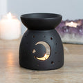 Black Mystical Moon Cut Out Oil Burner and Wax Warmer | Wax Melt Warmer | Wiccan Center