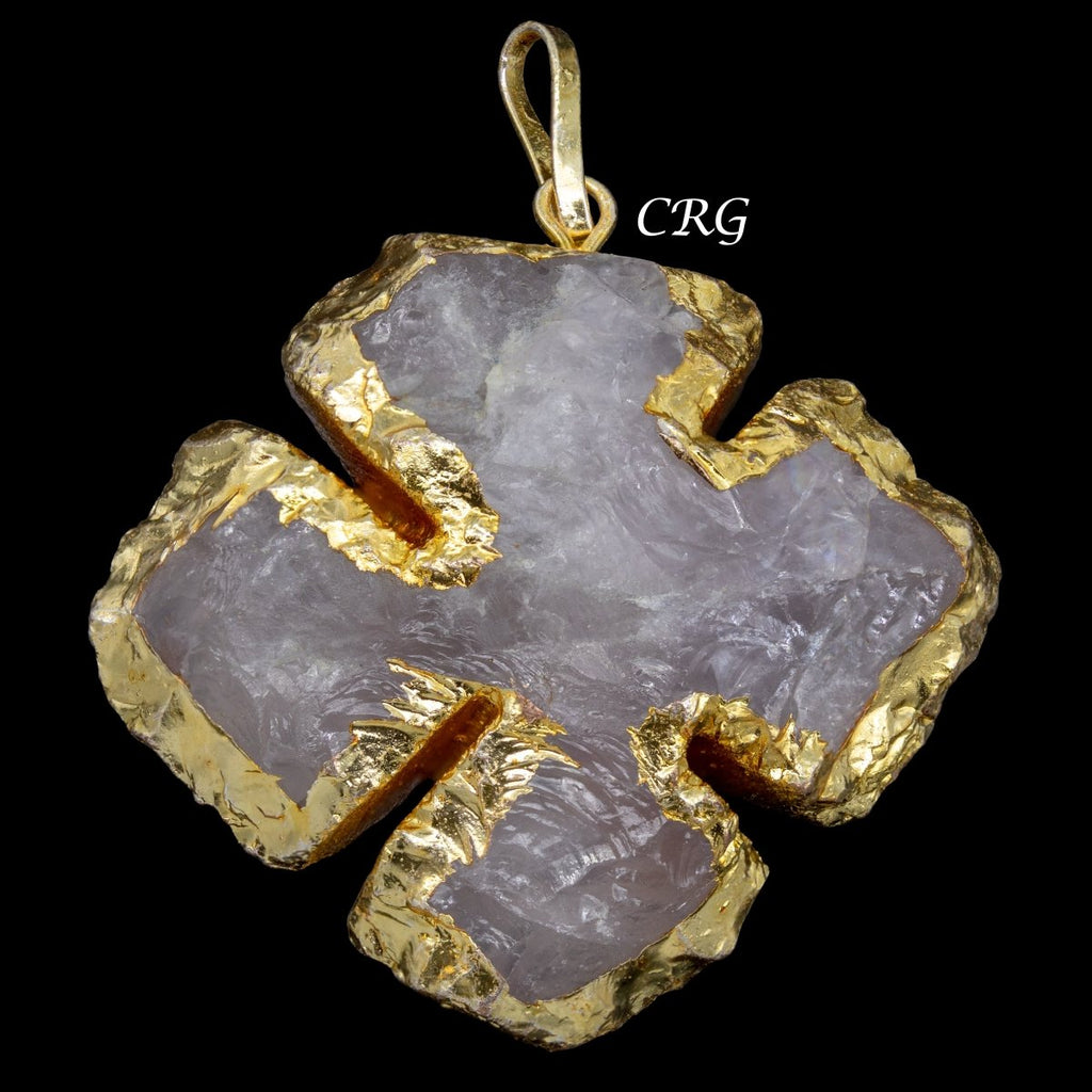 Mixed Jasper & Quartz Shaped Pendants with Gold Plating (1 To 2 Inches) (5 Pieces)