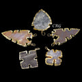 Mixed Jasper & Quartz Shaped Pendants with Gold Plating (1 To 2 Inches) (5 Pieces)
