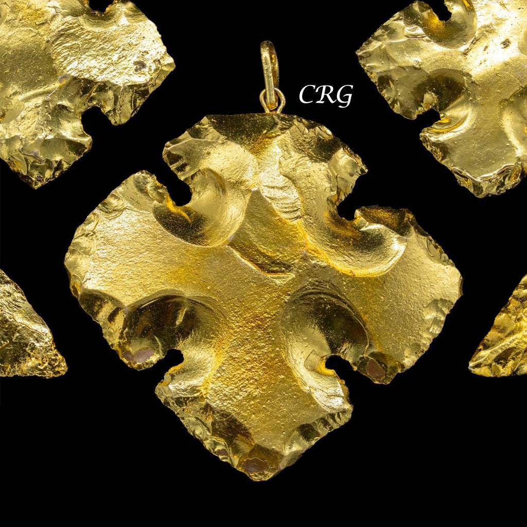 Gold Plated Cross and Arrowhead Pendants (1 To 2 Inches) (5 Pieces)