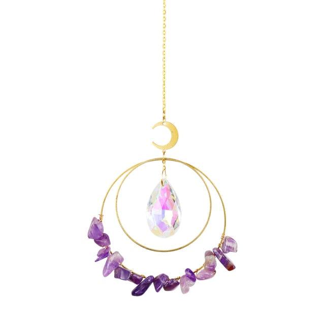 Crystal Ball Star Moon Sun Ring Rainbow Catcher Crystal Pendant Hanging Crystal Sun catcher Ornament Prism Stone Beads Ornament Home Window Wind-chimes Car Decoration | STDELOQ983M | Wiccan Center