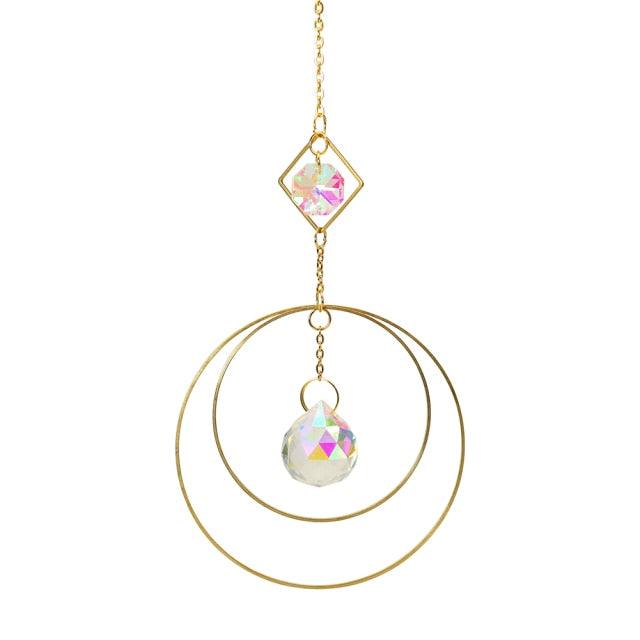 Crystal Ball Star Moon Sun Ring Rainbow Catcher Crystal Pendant Hanging Crystal Sun catcher Ornament Prism Stone Beads Ornament Home Window Wind-chimes Car Decoration | STDELOQ983M | Wiccan Center