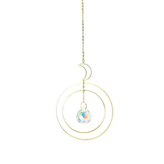 Crystal Ball Star Moon Sun Ring Rainbow Catcher Crystal Pendant Hanging Crystal Sun catcher Ornament Prism Stone Beads Ornament Home Window Wind-chimes Car Decoration | STDELOQ983M | Wiccan Center