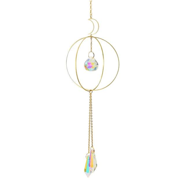 Crystal Ball Star Moon Sun Ring Rainbow Catcher Crystal Pendant Hanging Crystal Sun catcher Ornament Prism Stone Beads Ornament Home Window Wind-chimes Car Decoration | STDELOQ983M | Wiccan Center