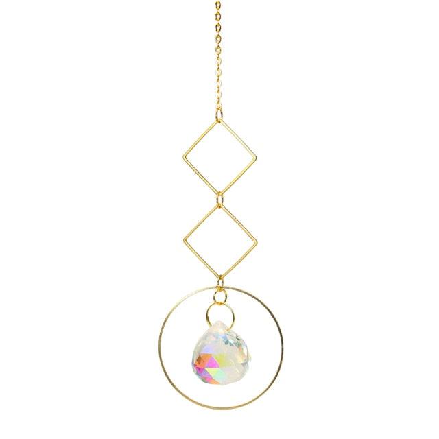 Crystal Ball Star Moon Sun Ring Rainbow Catcher Crystal Pendant Hanging Crystal Sun catcher Ornament Prism Stone Beads Ornament Home Window Wind-chimes Car Decoration | STDELOQ983M | Wiccan Center