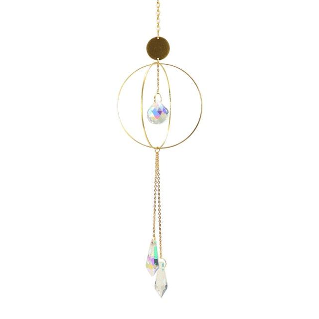 Crystal Ball Star Moon Sun Ring Rainbow Catcher Crystal Pendant Hanging Crystal Sun catcher Ornament Prism Stone Beads Ornament Home Window Wind-chimes Car Decoration | STDELOQ983M | Wiccan Center