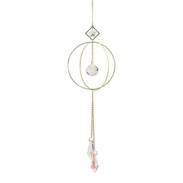 Crystal Ball Star Moon Sun Ring Rainbow Catcher Crystal Pendant Hanging Crystal Sun catcher Ornament Prism Stone Beads Ornament Home Window Wind-chimes Car Decoration | STDELOQ983M | Wiccan Center