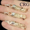 Crystal Quartz Orgonite Point Pendant (1 inch) Silver-Plated Crystal Charm (4 Pieces)