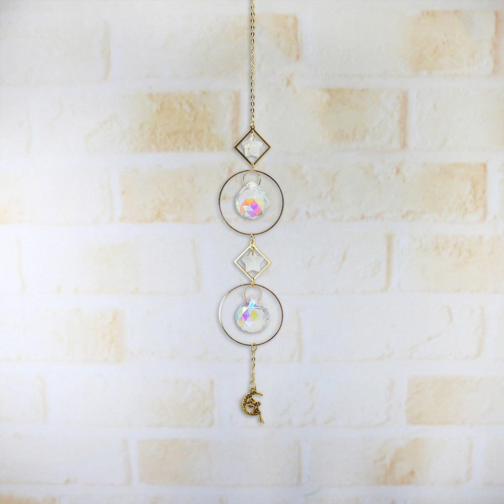 Crystal Wind Chime Star Moon Pendant Sun Plated Crystal Rainbow Sun-catcher Glass Beads Ball Pendant Hanging Prism Drop Sun Catchers For Windows Home Garden Decoration Gift Colorful Beads Hanging Drop for Outdoor Indoor Garden Decor | STDEPQ129L | Wiccan Center