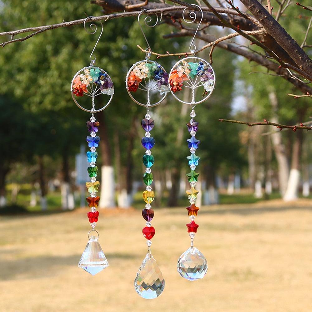 Crystal Wind Chime Star Moon Pendant Sun Plated Crystal Rainbow Sun-catcher Glass Beads Ball Pendant Hanging Prism Drop Sun Catchers For Windows Home Garden Decoration Gift Colorful Beads Hanging Drop for Outdoor Indoor Garden Decor | STDEPQ129L | Wiccan Center