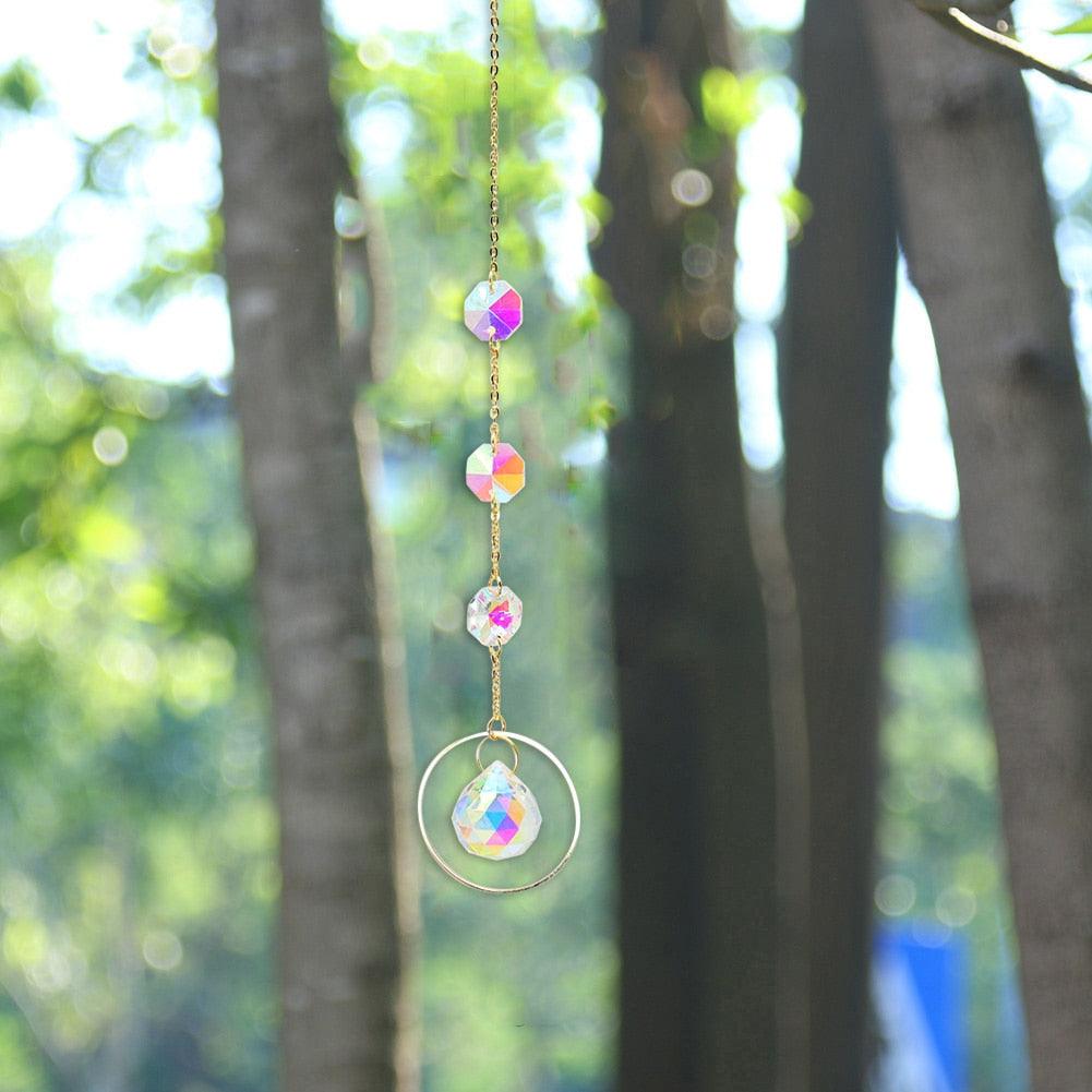 Crystal Wind Chime Star Moon Pendant Sun Plated Crystal Rainbow Sun-catcher Glass Beads Ball Pendant Hanging Prism Drop Sun Catchers For Windows Home Garden Decoration Gift Colorful Beads Hanging Drop for Outdoor Indoor Garden Decor | STDEPQ129L | Wiccan Center