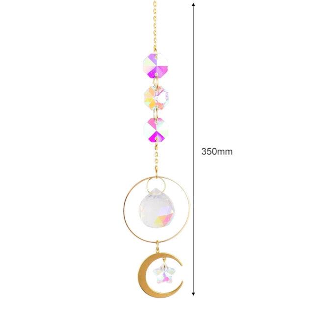 Crystal Wind Chime Star Moon Sun Pendant Indoor Window For Window in Garden Starry Sky Decor Catchers with Crystals Dream Sun Catchers Plated Colorful Beads Hanging Drop for Outdoor Garden Moon Prism | STDEJS92PL2 | Wiccan Center