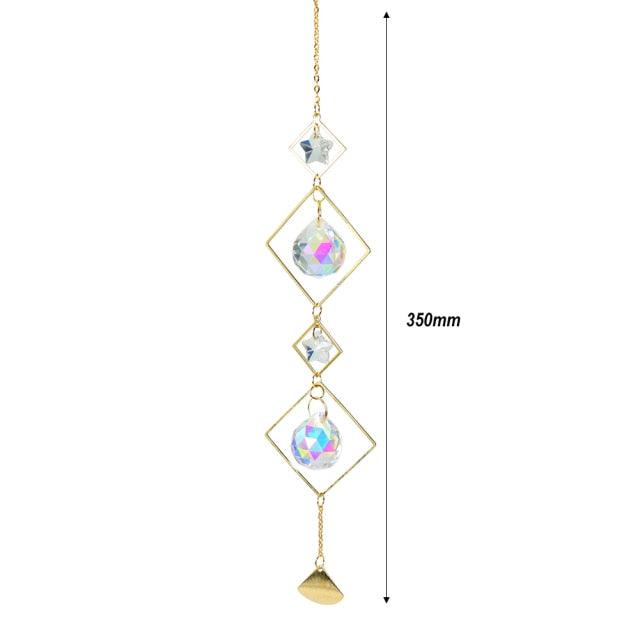 Crystal Wind Chime Star Moon Sun Pendant Indoor Window For Window in Garden Starry Sky Decor Catchers with Crystals Dream Sun Catchers Plated Colorful Beads Hanging Drop for Outdoor Garden Moon Prism | STDEJS92PL2 | Wiccan Center