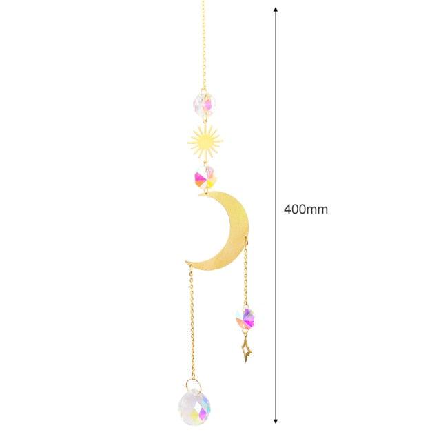 Crystal Wind Chime Star Moon Sun Pendant Indoor Window For Window in Garden Starry Sky Decor Catchers with Crystals Dream Sun Catchers Plated Colorful Beads Hanging Drop for Outdoor Garden Moon Prism | STDEJS92PL2 | Wiccan Center