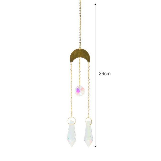 Crystal Wind Chime Star Moon Sun Pendant Indoor Window For Window in Garden Starry Sky Decor Catchers with Crystals Dream Sun Catchers Plated Colorful Beads Hanging Drop for Outdoor Garden Moon Prism | STDEJS92PL2 | Wiccan Center