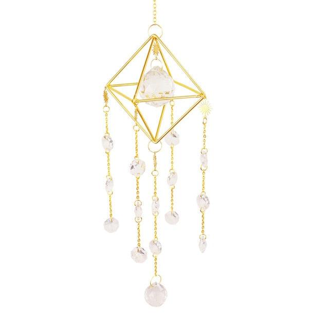 Crystal Wind Chime Star Moon Sun Pendant Indoor Window For Window in Garden Starry Sky Decor Catchers with Crystals Dream Sun Catchers Plated Colorful Beads Hanging Drop for Outdoor Garden Moon Prism | STDEJS92PL2 | Wiccan Center