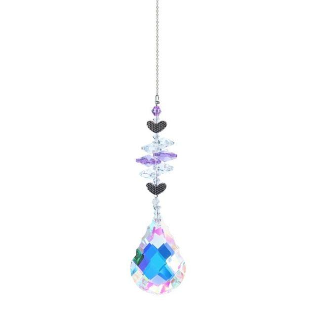 Crystal Wind Star Moon Pendant Handmade Sun Catcher Light Catcher Newly Designed Prism Crystal Colorful Light Prism Chandelier Glass Crystal Pendant Pearl Yarn Gift Handmade Garden Window Wedding Curtain Chandelier | STWC3899PLMKO | Wiccan Center