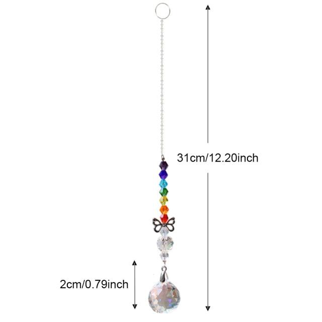 Crystal Wind Star Moon Pendant Handmade Sun Catcher Light Catcher Newly Designed Prism Crystal Colorful Light Prism Chandelier Glass Crystal Pendant Pearl Yarn Gift Handmade Garden Window Wedding Curtain Chandelier | STWC3899PLMKO | Wiccan Center