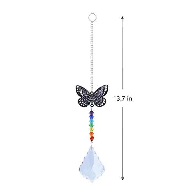 Crystal Wind Star Moon Pendant Handmade Sun Catcher Light Catcher Newly Designed Prism Crystal Colorful Light Prism Chandelier Glass Crystal Pendant Pearl Yarn Gift Handmade Garden Window Wedding Curtain Chandelier | STWC3899PLMKO | Wiccan Center