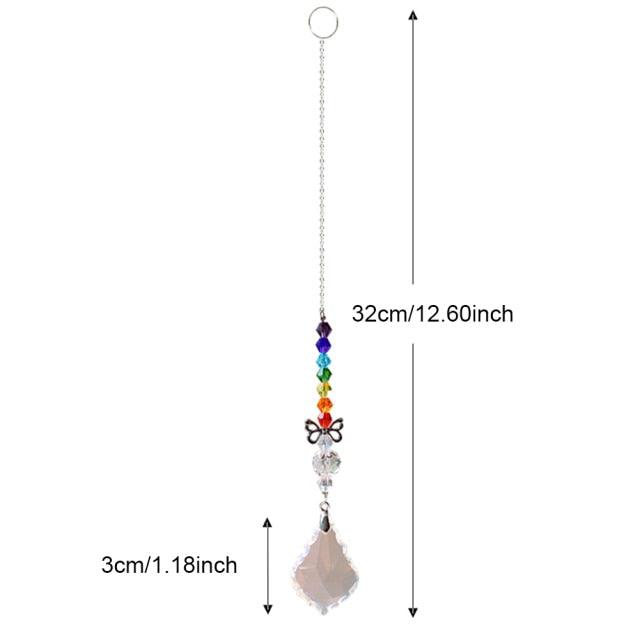 Crystal Wind Star Moon Pendant Handmade Sun Catcher Light Catcher Newly Designed Prism Crystal Colorful Light Prism Chandelier Glass Crystal Pendant Pearl Yarn Gift Handmade Garden Window Wedding Curtain Chandelier | STWC3899PLMKO | Wiccan Center