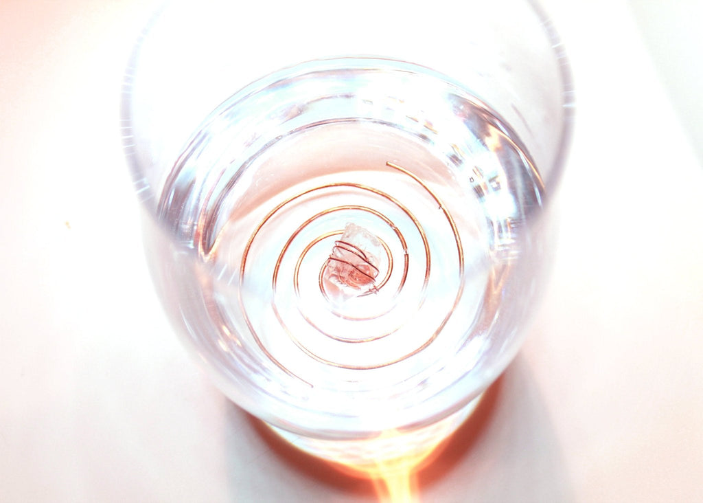 CuH2O Droplet: Crystal Infused Copper Coil Water Charger | Yoga Lifestyle Accessory | Wiccan Center
