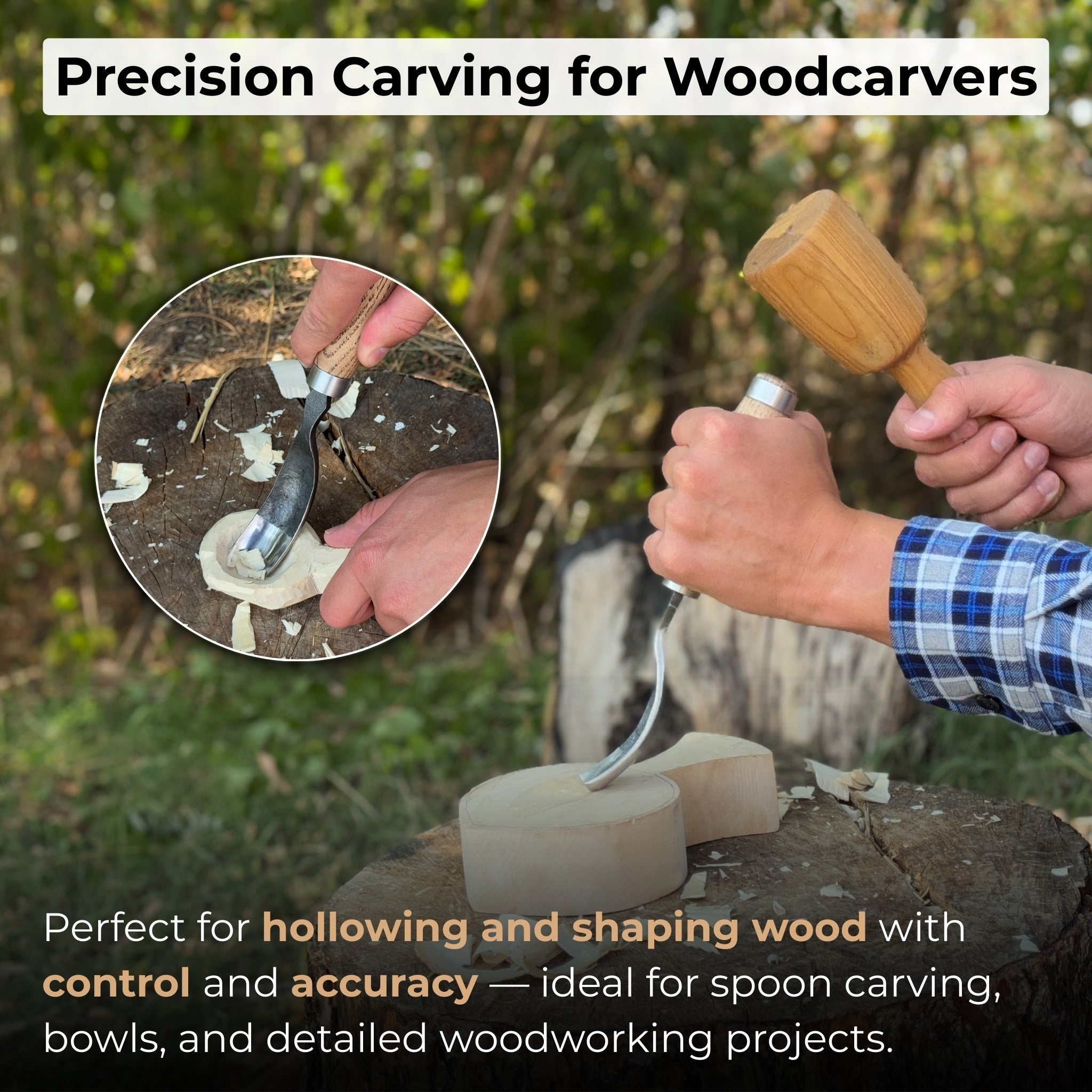 Curved Bowl Gouge, 10 - 45 mm (0.4 - 1.8 inches) | Bent Gouge | Wiccan Center