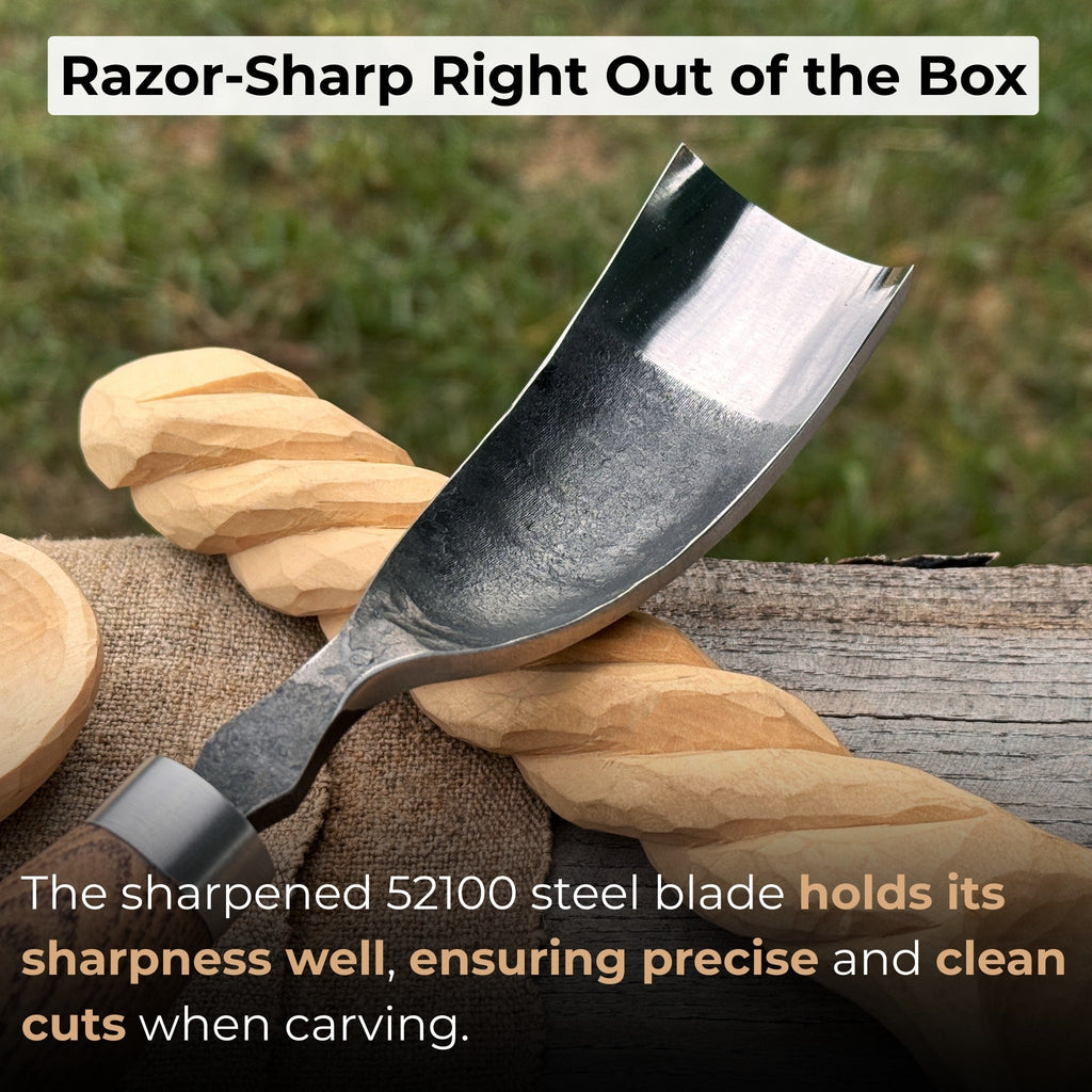 Curved Bowl Gouge, 10 - 45 mm (0.4 - 1.8 inches) | Bent Gouge | Wiccan Center