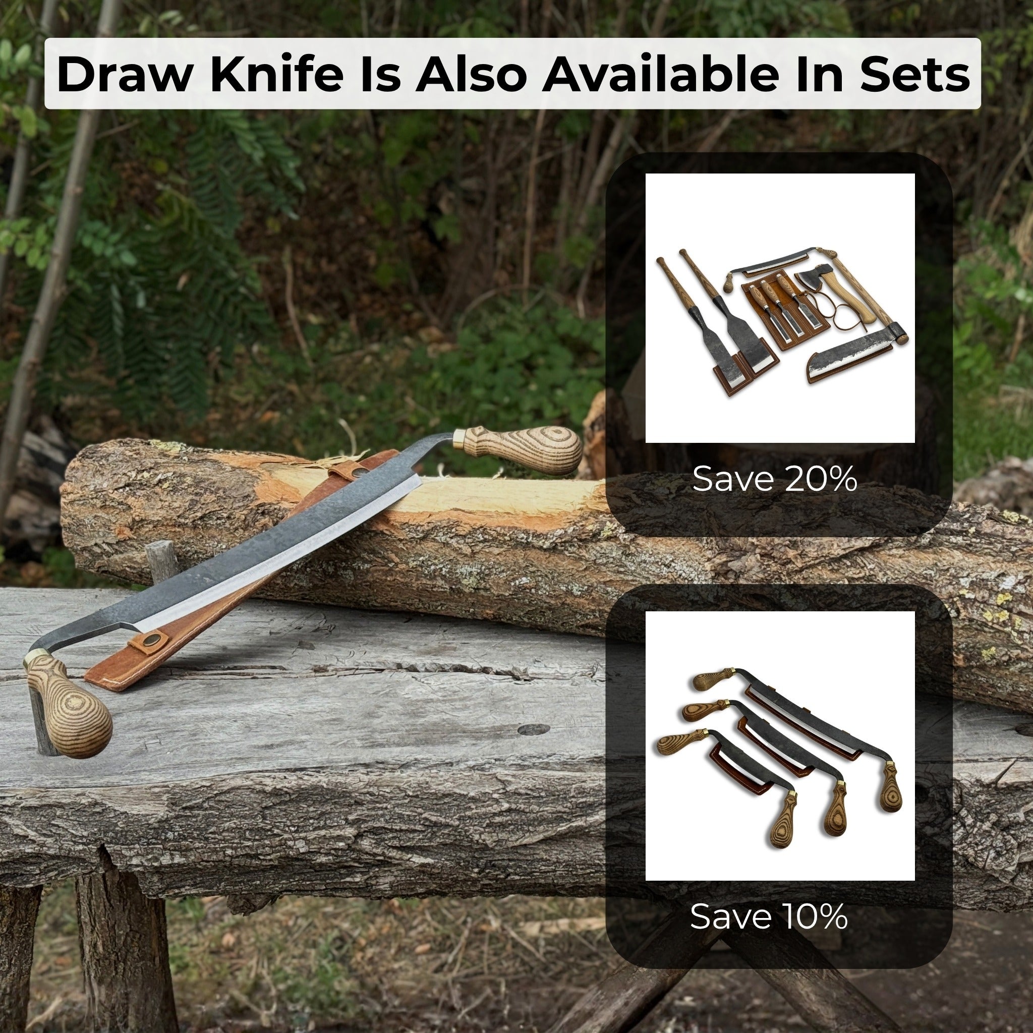 Curved Draw Knife (Push/Pull Shave), 25.5 cm (10 inch) Cutting Edge | Tool Sets | Wiccan Center