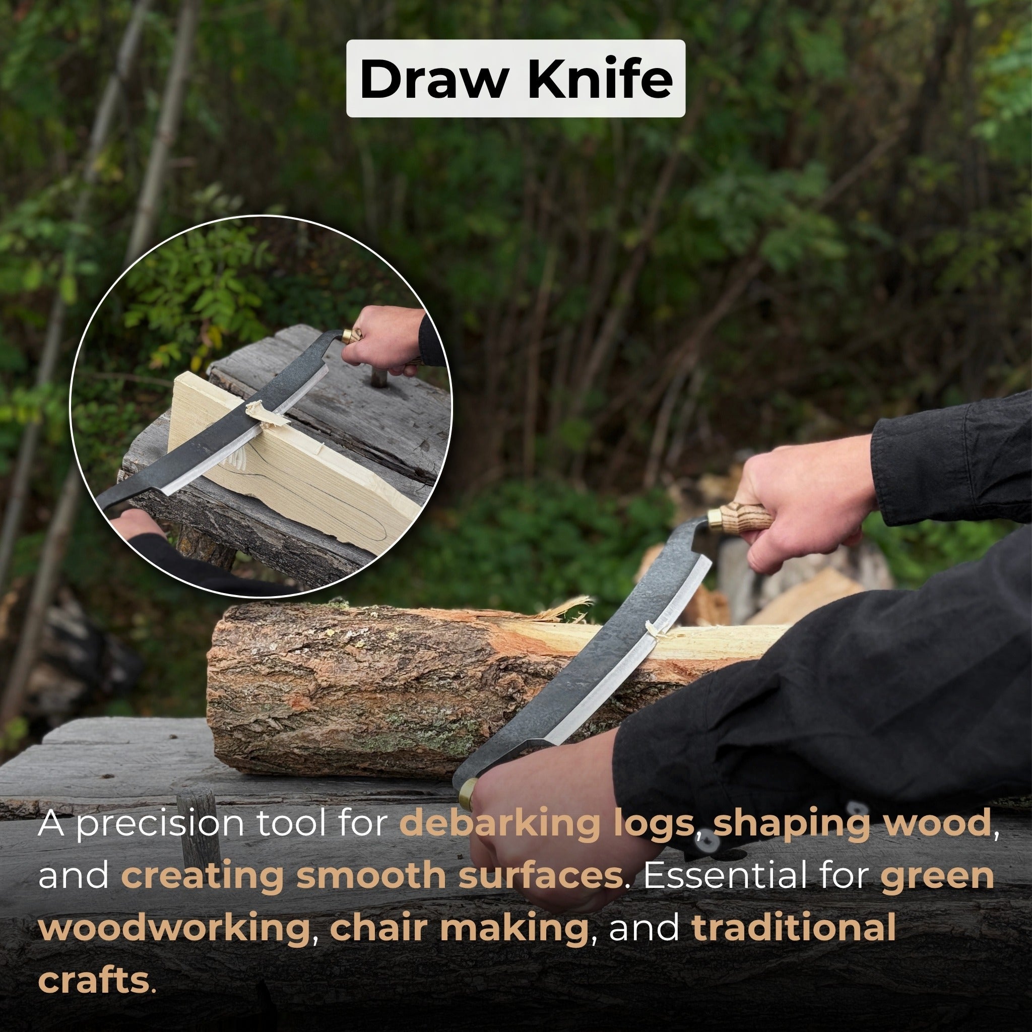 Curved Draw Knife (Push/Pull Shave), 25.5 cm (10 inch) Cutting Edge | Tool Sets | Wiccan Center