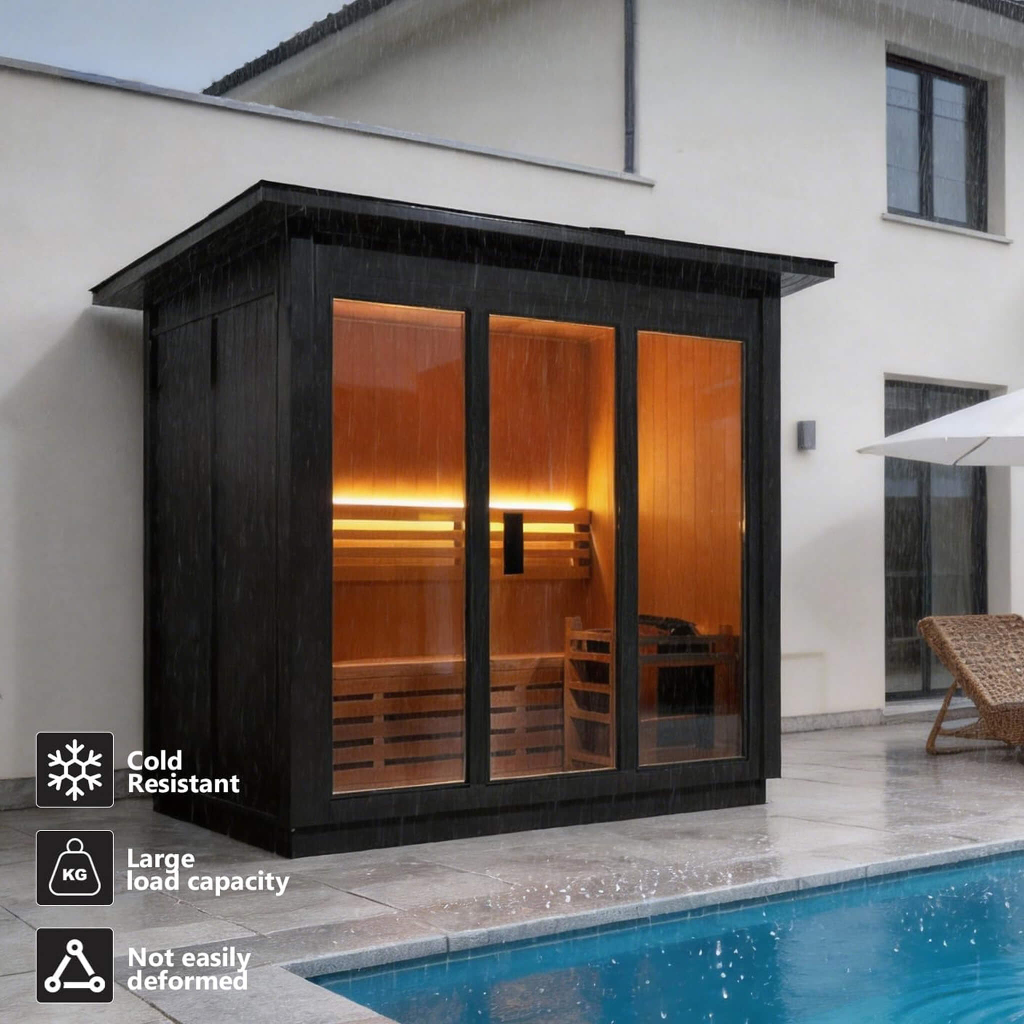 Custom 6-Person Luxury Spruce Outdoor Steam Sauna With Heater And Stones [Made-To-Order] (SAK20378)