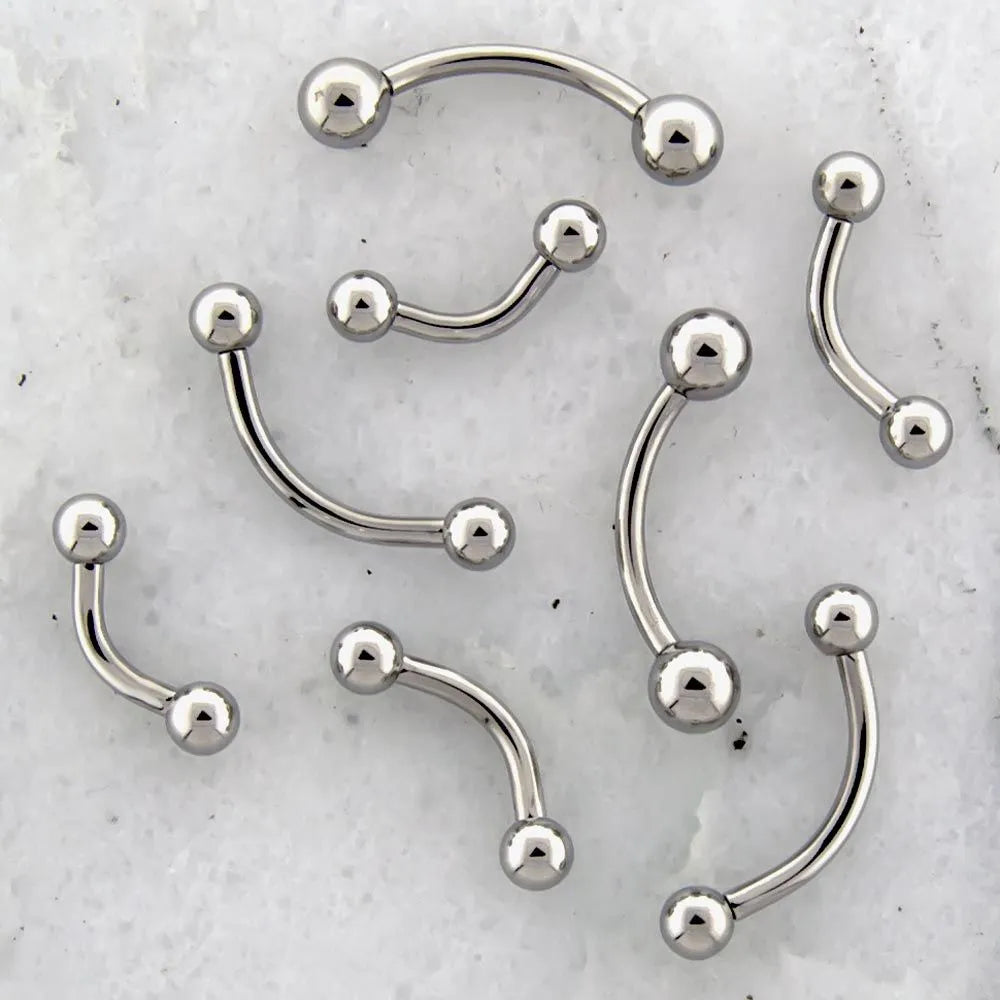 12G Steel Internally Threaded Curved Barbells | Body Jewelry | Wiccan Center