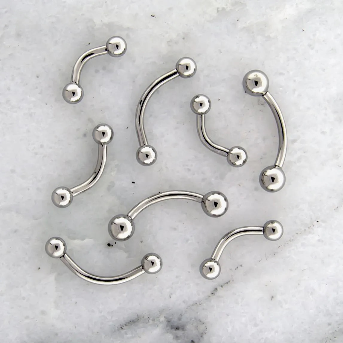 16G Internally Threaded Steel Curved Barbells | Body Jewelry | Wiccan Center