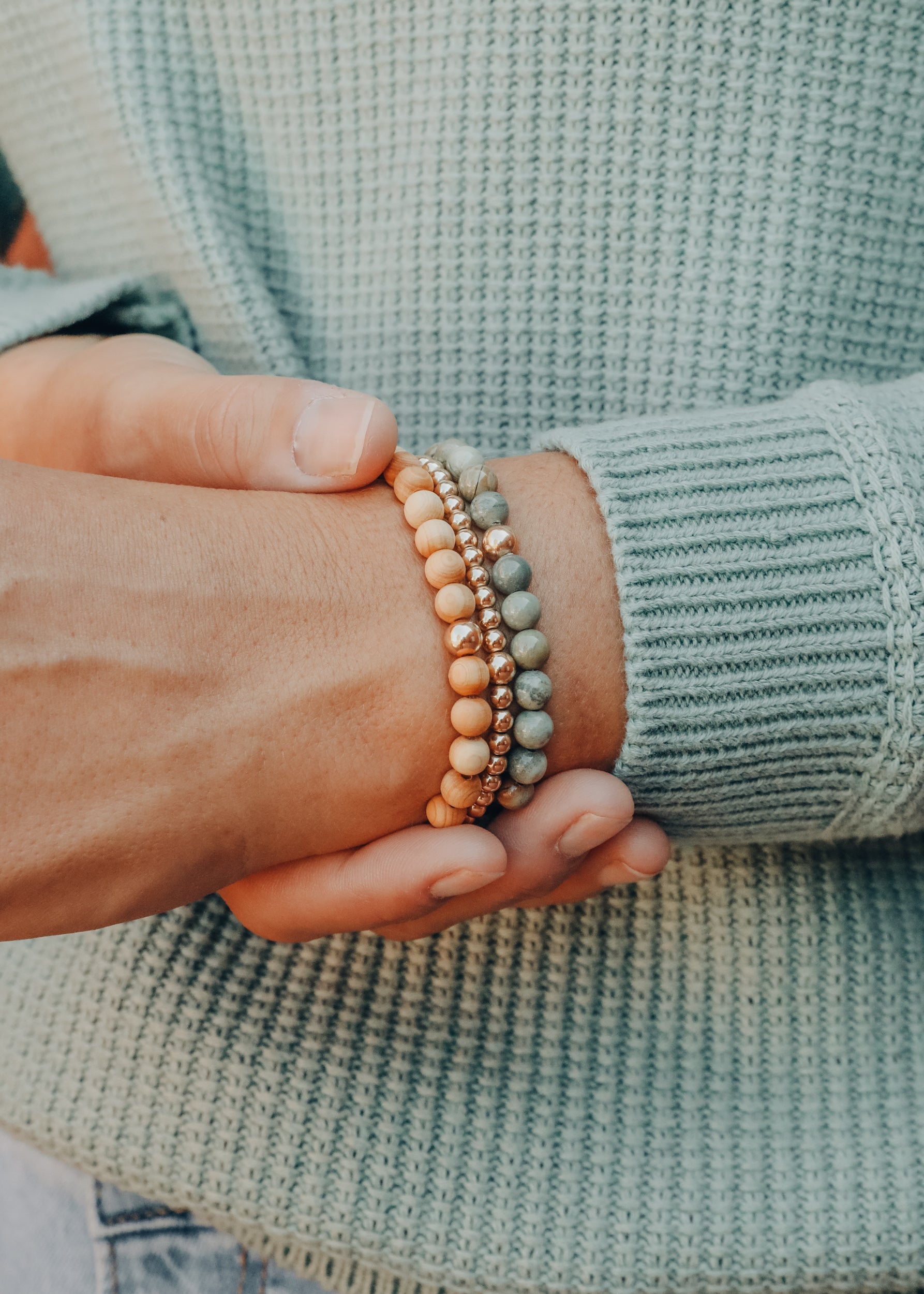 Silver Leaf Jasper + 14k Gold Filled || Adult Bracelet | Bracelet | Wiccan Center