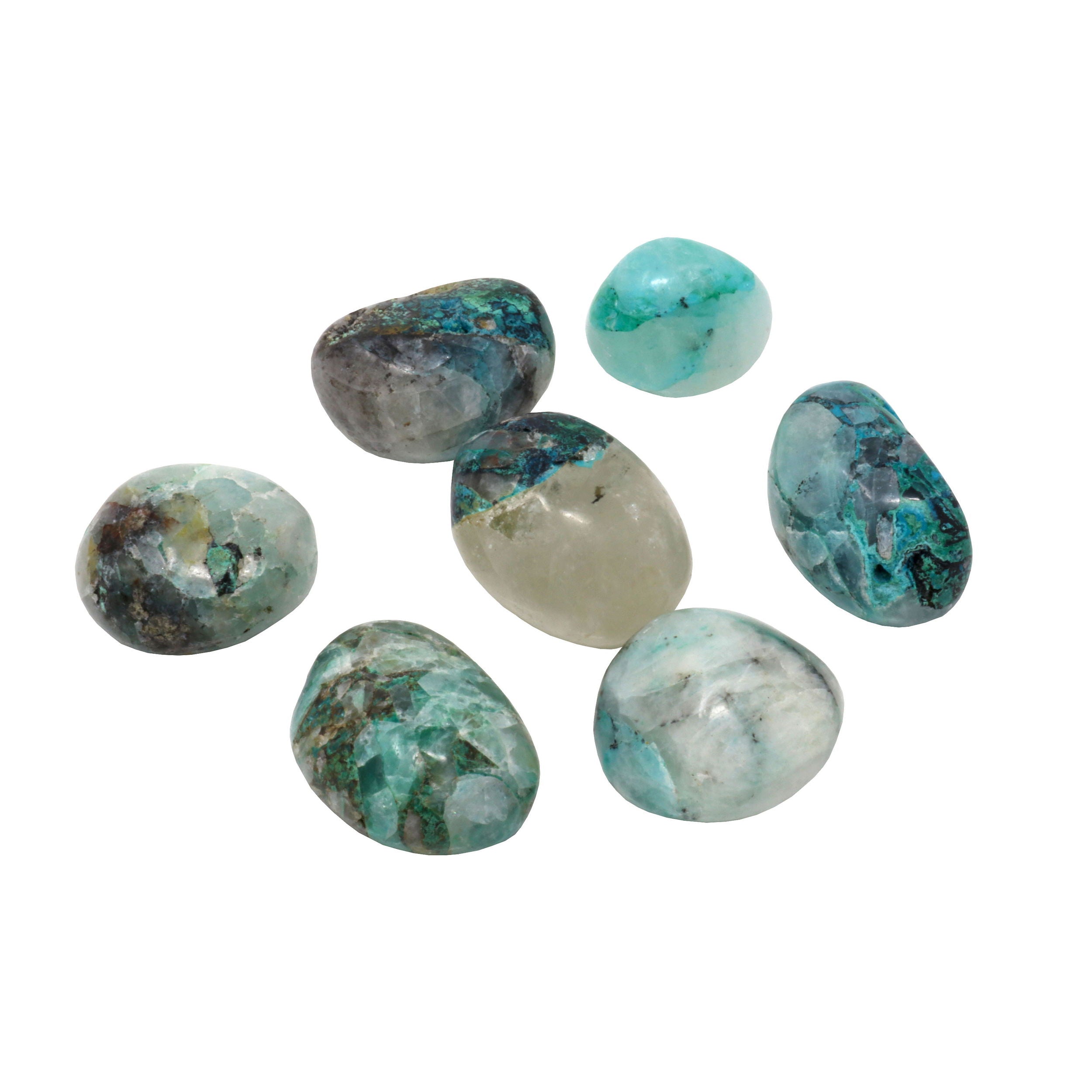 Tumbled Chrysocolla in Quartz (Singles) | Crystals & Minerals > Specimens | Wiccan Center