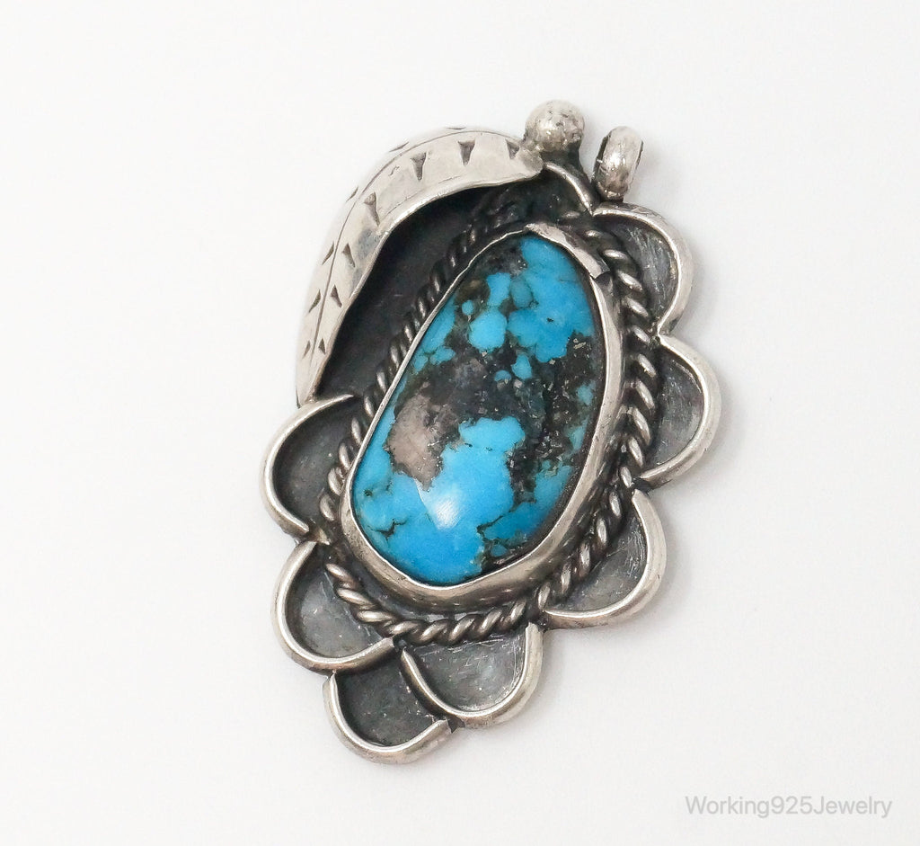 Large Vintage Native American Unsigned Turquoise Sterling Silver Pendant | Jewelry > Necklaces > Pendants | Wiccan Center