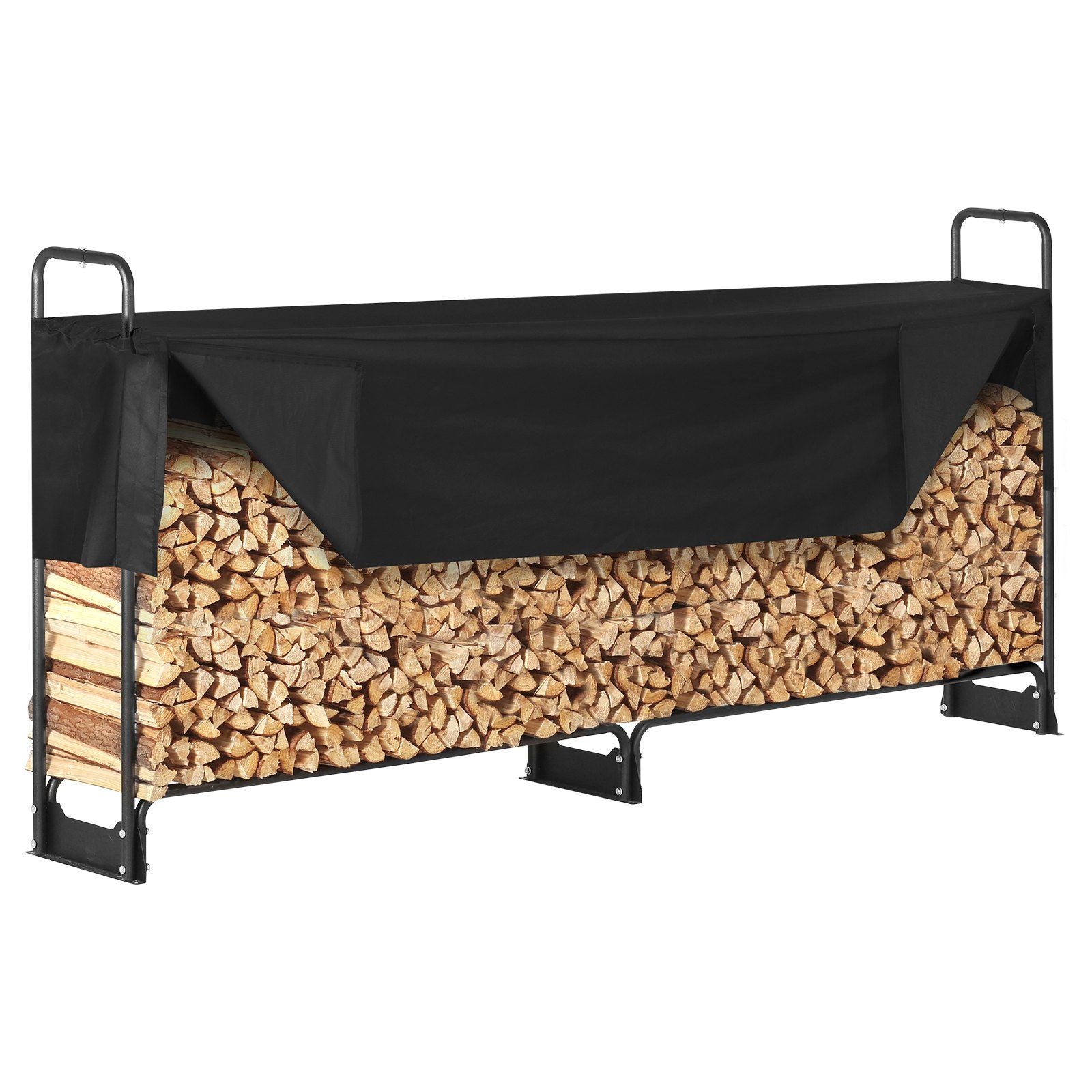 8.5FT Outdoor Firewood Rack with Cover, 102x14.2x46.1 in, Heavy Duty Firewood Holder & 600D Oxford Waterproof Cover for Fireplace, Patio, Indoor/Outdoor Log Storage Rack for 1/2 Cord of Firewood | Home & Garden | Wiccan Center