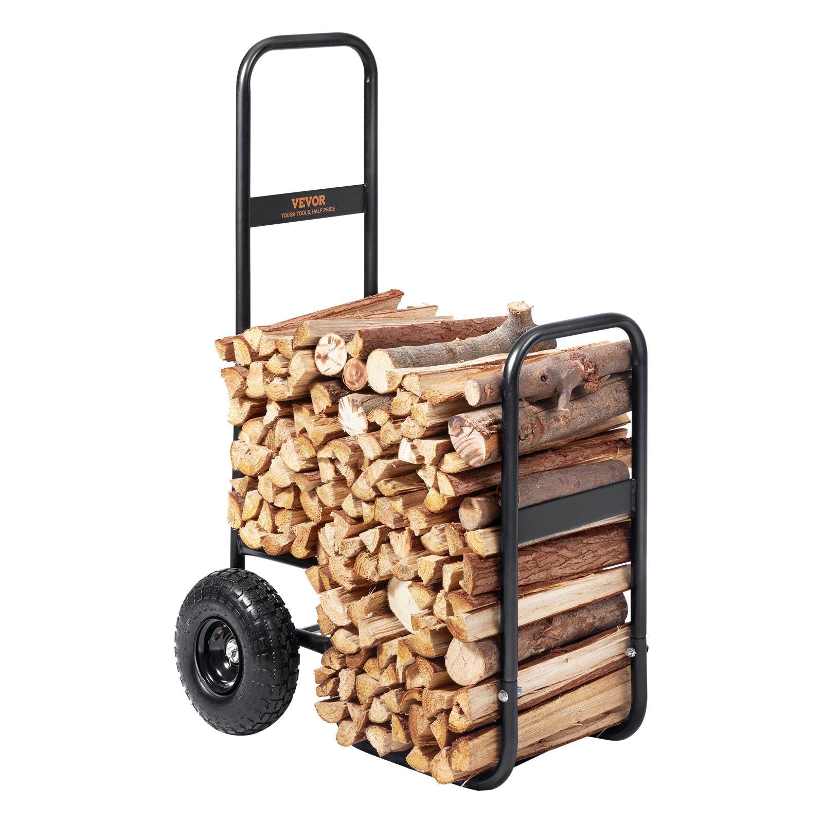 Firewood Log Cart, 250 lbs Load Capacity, Outdoor and Indoor Wood Rack Storage Mover with Pneumatic Rubber Wheels, Heavy Duty Steel Dolly Hauler, Firewood Carrier for Fireplace, Fire Pit, Black | Home & Garden | Wiccan Center