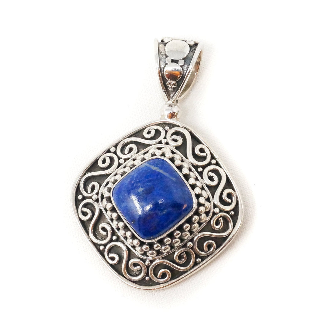 Vintage Designer BA Suarti Lapis Lazuli Bali Sterling Silver Necklace Pendant | Jewelry > Necklaces > Pendants | Wiccan Center