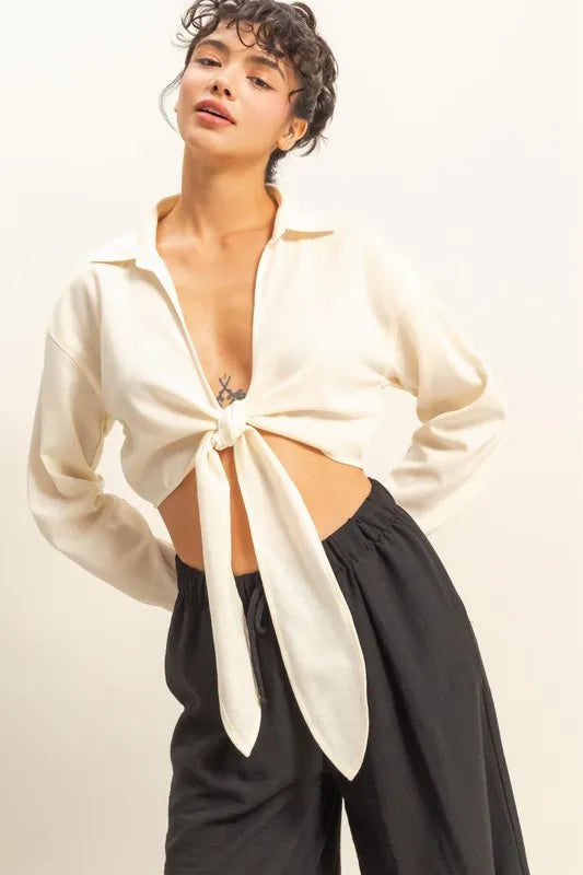 HYFVE Washed Tie Front Crop Top | | Wiccan Center