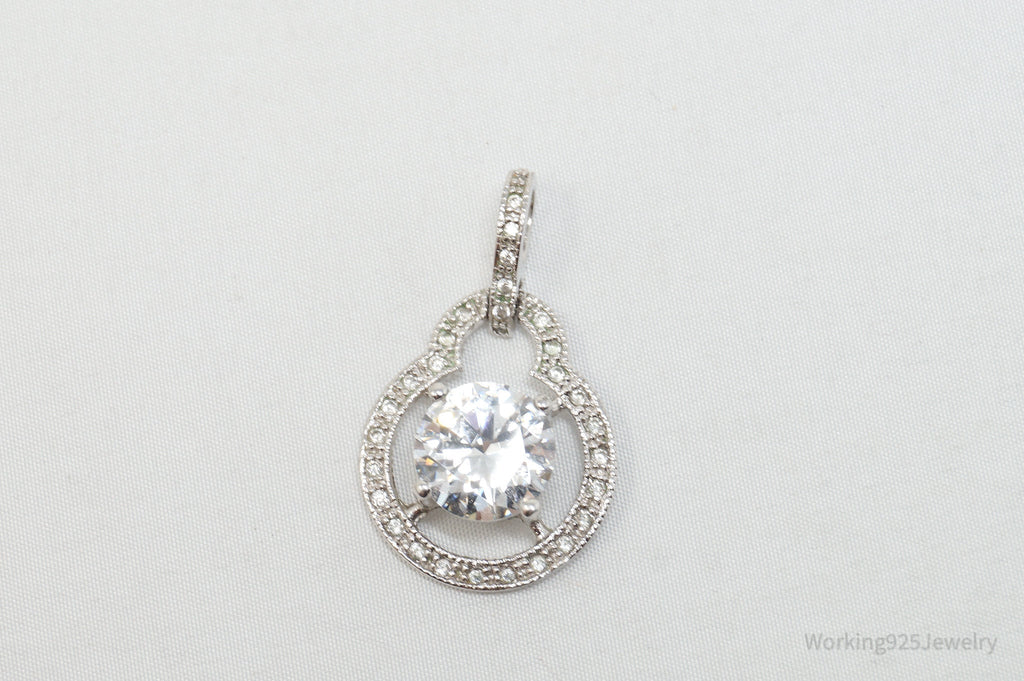 Vintage Art Deco CZ Sterling Silver Necklace Pendant | Jewelry > Necklaces > Pendants | Wiccan Center