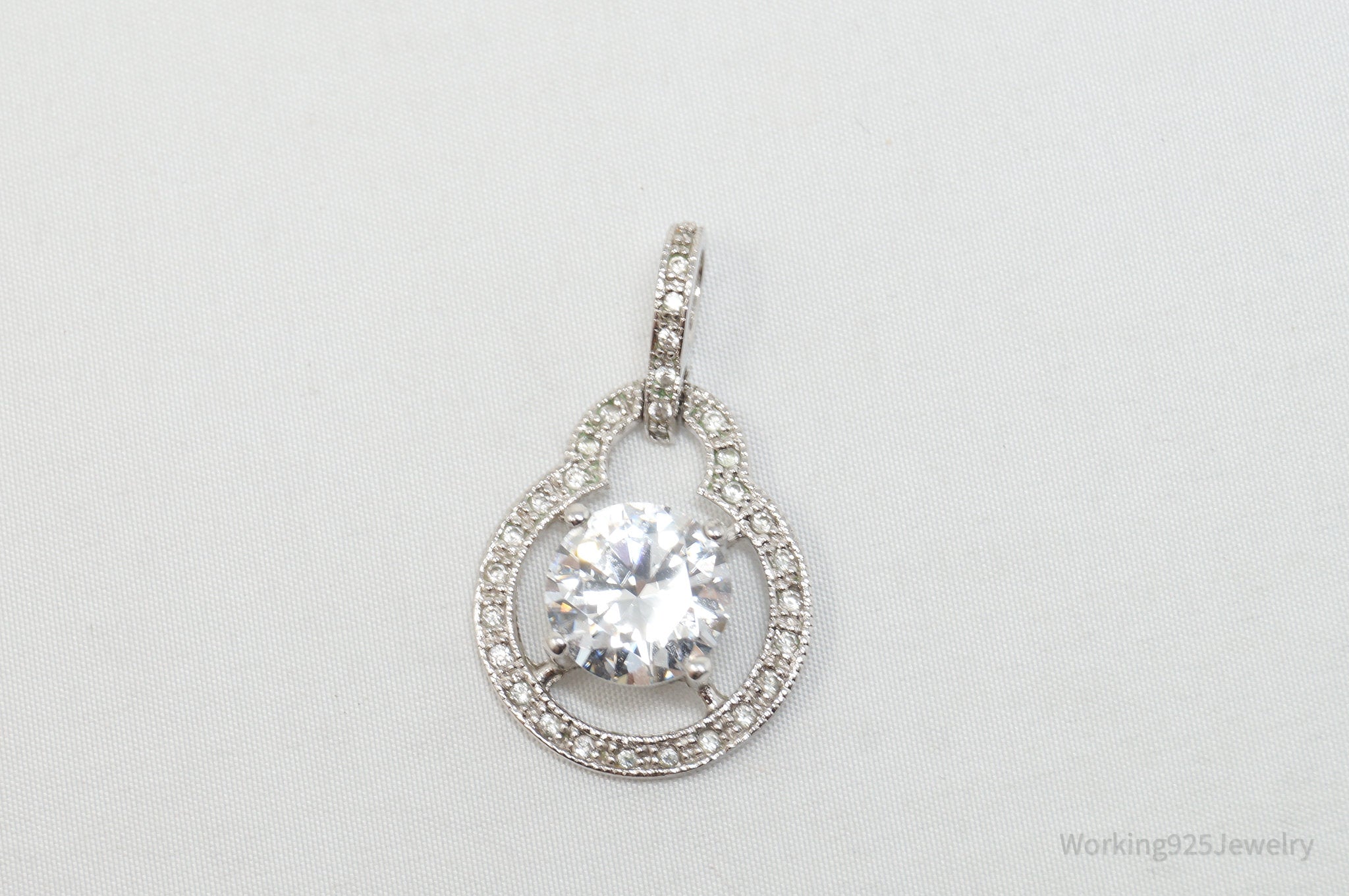 Vintage Art Deco CZ Sterling Silver Necklace Pendant | Jewelry > Necklaces > Pendants | Wiccan Center