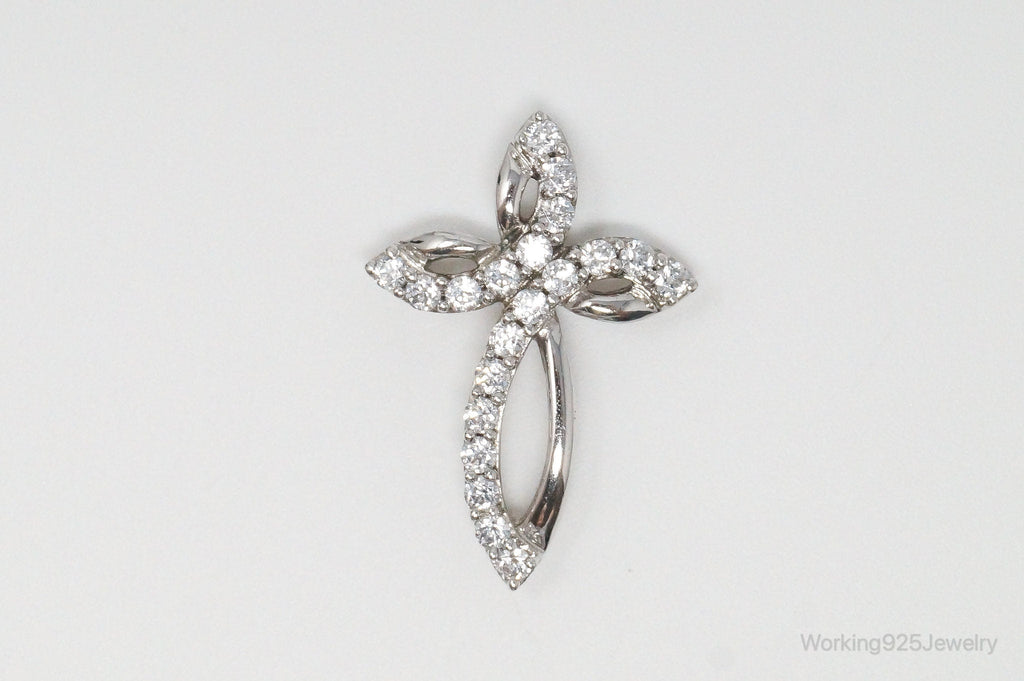Vintage Cubic Zirconia Cross Sterling Silver Necklace Pendant | Jewelry > Necklaces > Pendants | Wiccan Center
