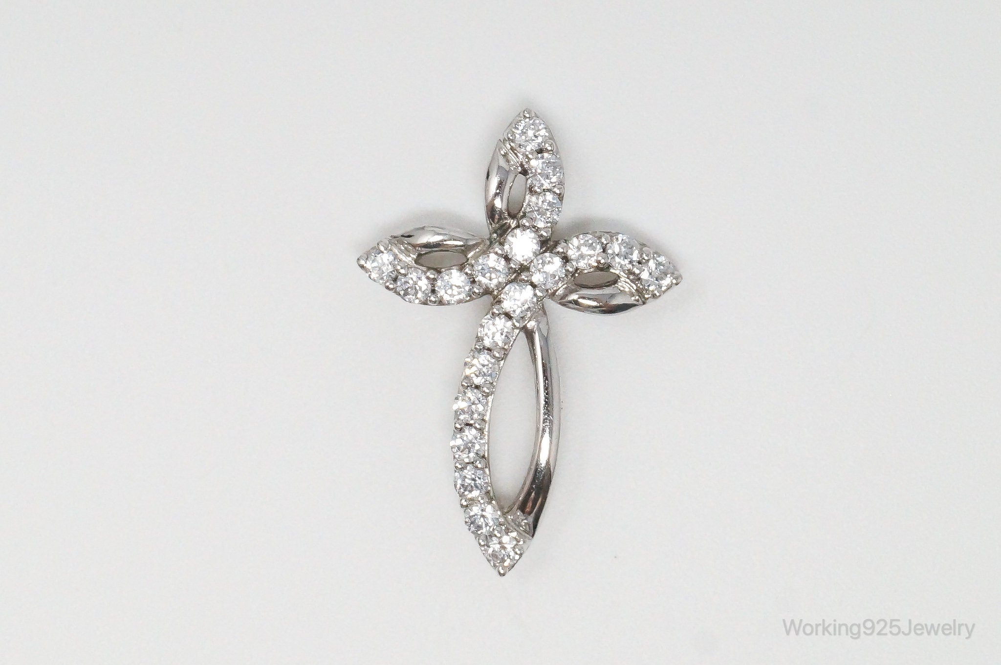 Vintage Cubic Zirconia Cross Sterling Silver Necklace Pendant | Jewelry > Necklaces > Pendants | Wiccan Center