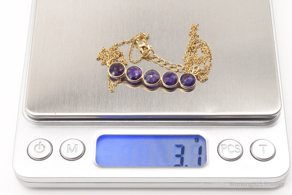 Vintage Amethyst Gold Vermeil Sterling Silver Necklace | Jewelry > Necklaces > Pendants | Wiccan Center