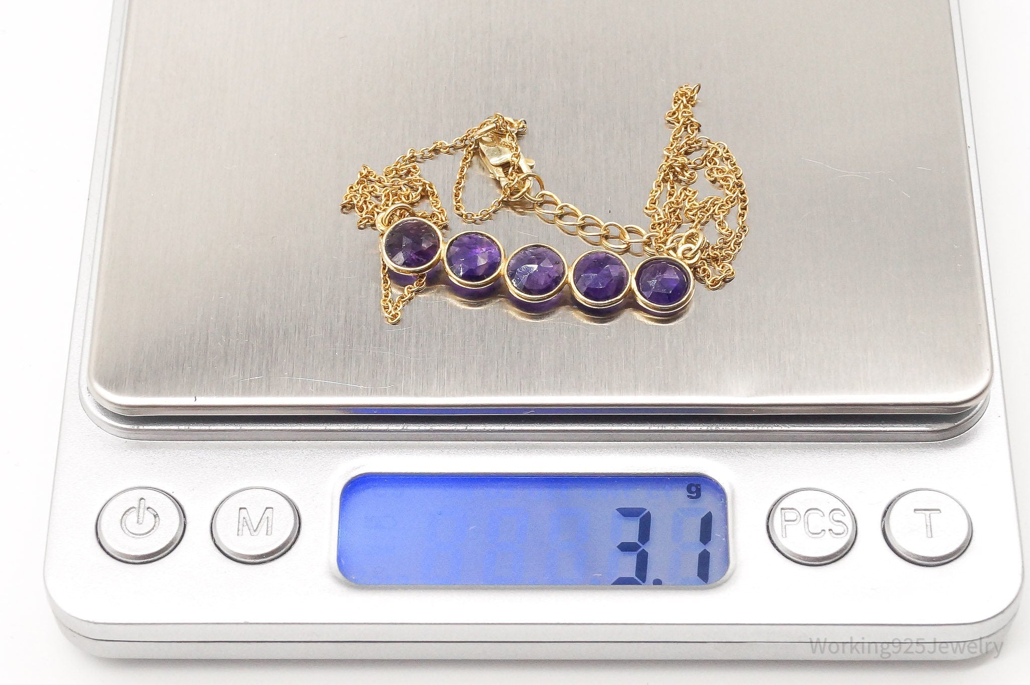 Vintage Amethyst Gold Vermeil Sterling Silver Necklace | Jewelry > Necklaces > Pendants | Wiccan Center